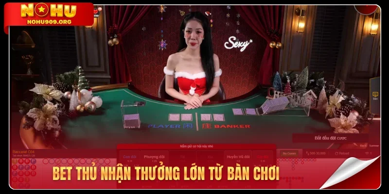 Bet thủ nhận thưởng lớn từ bàn chơi