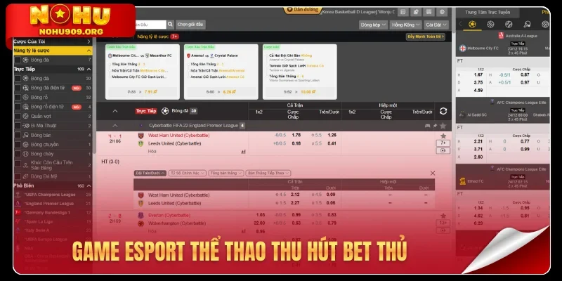 Game Esport thể thao thu hút bet thủ