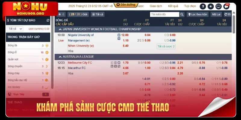 Khám phá sảnh cược CMD thể thao