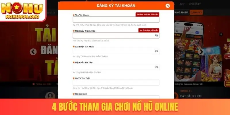 4 bước tham gia chơi nổ hũ online