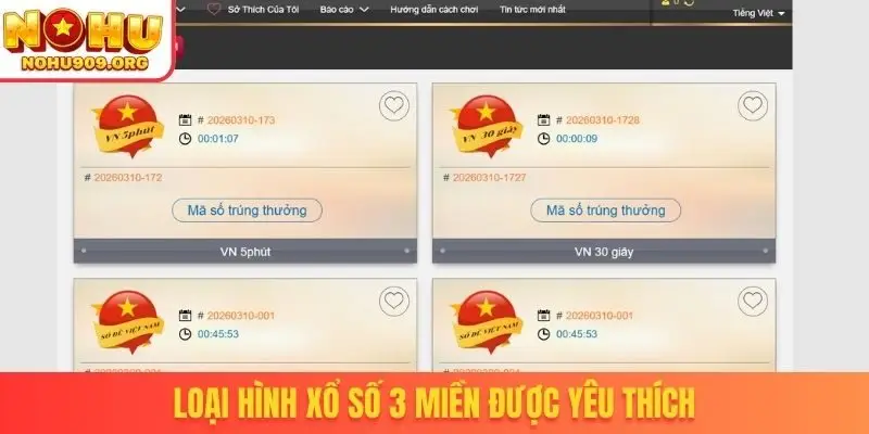 Loại hình xổ số 3 miền được yêu thích
