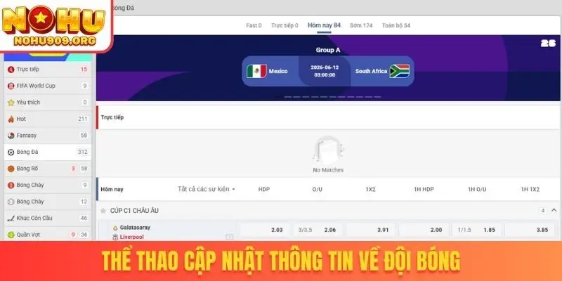 Thể thao cập nhật thông tin về đội bóng